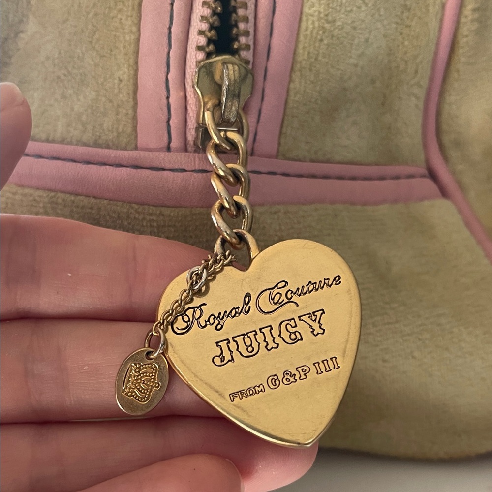 Vintage Juicy Couture Pink & Light Green Satchel with Light Green Pom Poms - Picture 16 of 16